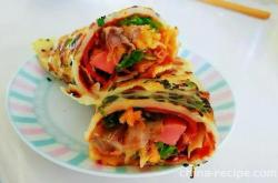 The recipe for making pancakes and fruits