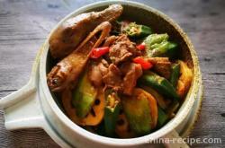 The method of cooking duck with seasonal vegetables