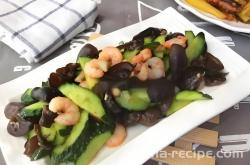 The recipe for shrimp and cucumber