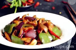 The method of dry stir frying fat intestines