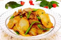 Method for making fried meat and potato slices