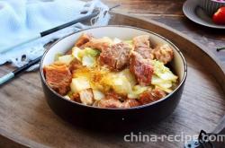 The recipe for beef, seaweed, and cabbage