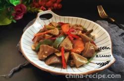 The recipe for spicy stir fried pork belly