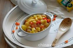 The recipe for curry rice cake
