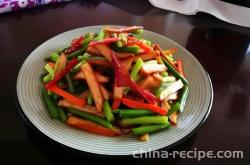 Stir fried dried tofu with garlic sprouts