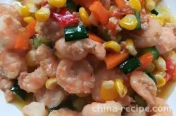 The recipe for three diced shrimp