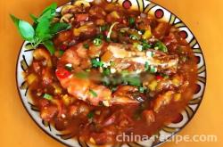 The method of braising tiger shrimp with tomatoes