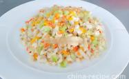 The method of making pine nut chicken rice