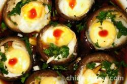 The method of steaming quail eggs with mushrooms