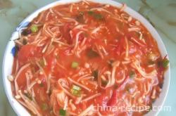 The method of stir frying shiitake mushrooms with tomatoes