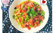 The method of stir frying ham with edamame