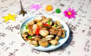 The method of stir frying clams with home style fragrance