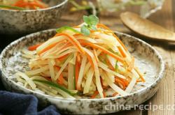 Method for making summer side dishes with cold potato shreds