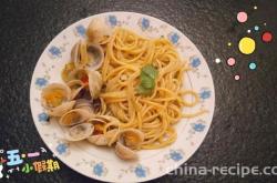 The recipe for clam spaghetti