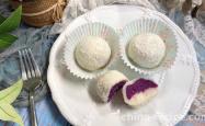 The method of making purple sweet potato glutinous rice cake