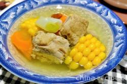 The recipe for carrot corn pork rib soup