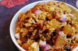 The method of making winter melon sausage stewed rice