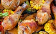 The method of grilling chicken legs with low-fat vegetables