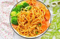 The recipe for tomato ham spaghetti
