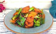 Twice cooked pork with Spicy Garlic Seedlings