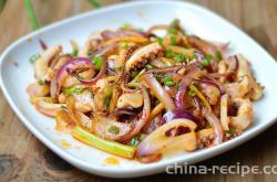 The recipe for onion and squid whiskers