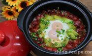 The practice of Little pan rice with Cantonese sausage