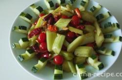The method of making sour, spicy, sweet and sour cucumber strips