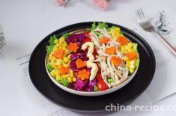 The recipe for vegetable salad with chicken breast meat
