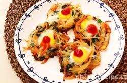 Recipe for Seasonal Vegetable Quail Egg Breakfast Cake