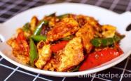 The method of stir frying egg with chili pepper