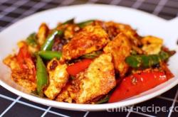 The method of stir frying egg with chili pepper