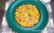 The method of stir frying shrimp with corn