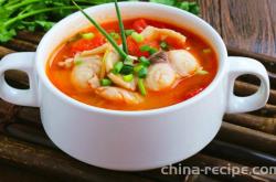 The recipe for tomato fish fillet soup