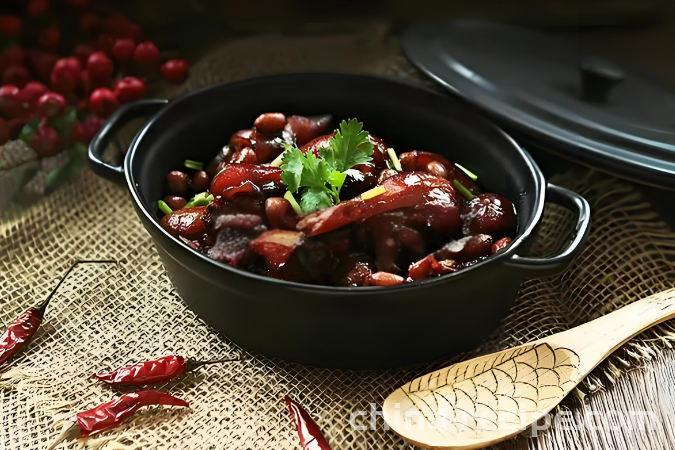 The practice of braising pig's feet with Fermented bean curd