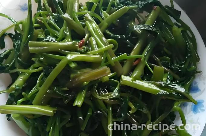 The recipe for mixing water spinach