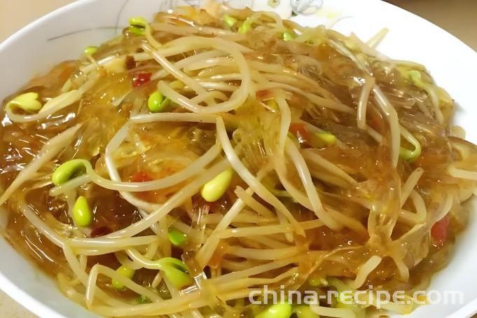 The method of stir frying vermicelli with bean sprouts