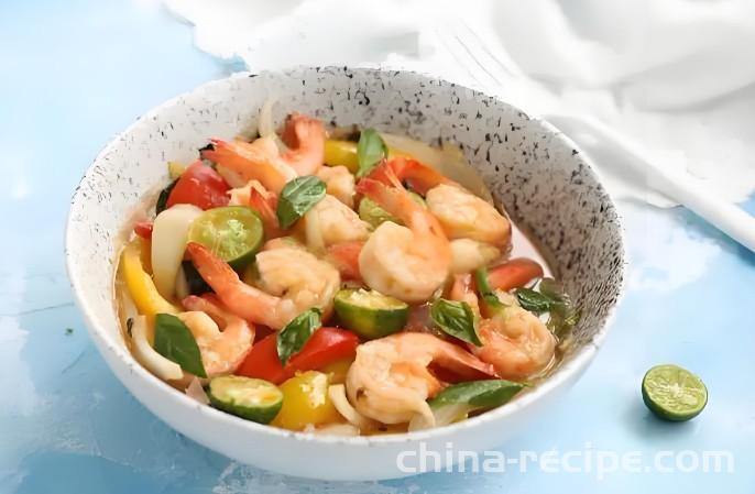 The recipe for Thai style basil shrimp