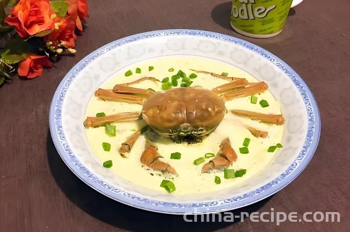 The method of steaming crabs with eggs