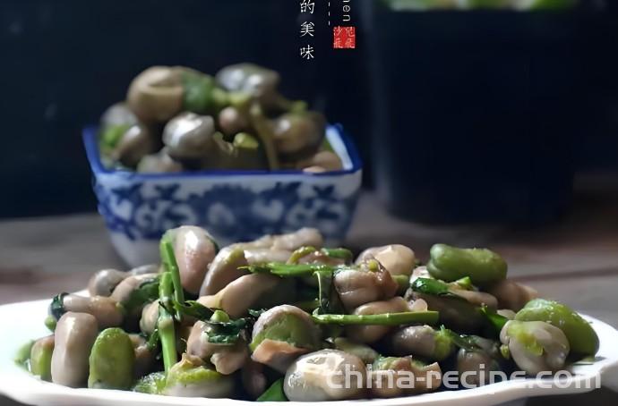 The method of frying tender Hu beans with Chinese toon sprouts