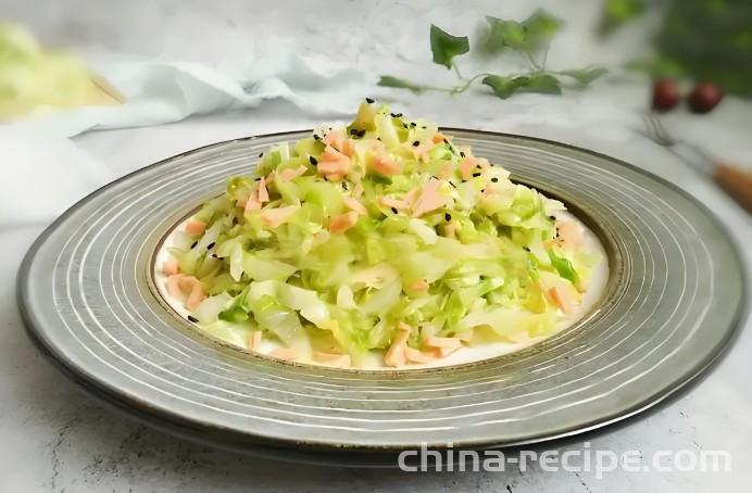 Method for stir frying shredded cabbage