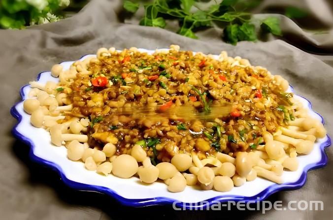 Method for making minced meat and fresh tea tree mushrooms