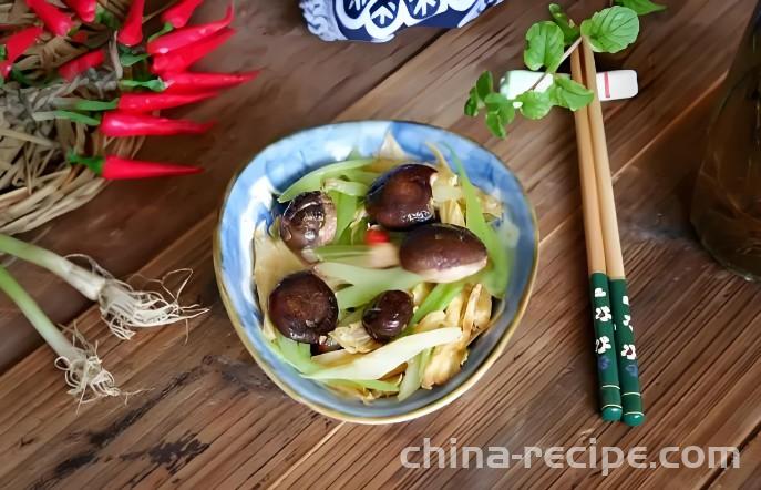 Braised Celery and Rolls of dried bean milk creams with Pearl Mushroom