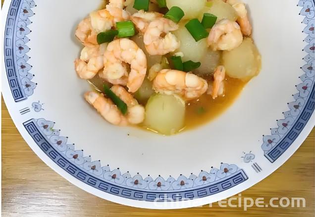The method of stewing winter melon balls with shrimp