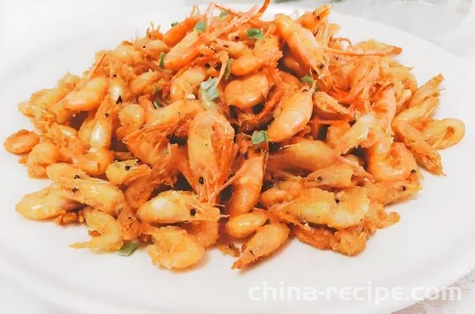 The method of frying small river shrimp