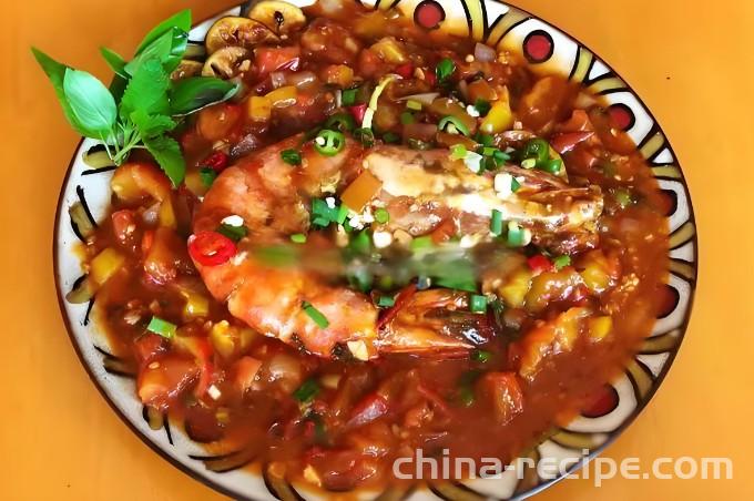 The method of braising tiger shrimp with tomatoes
