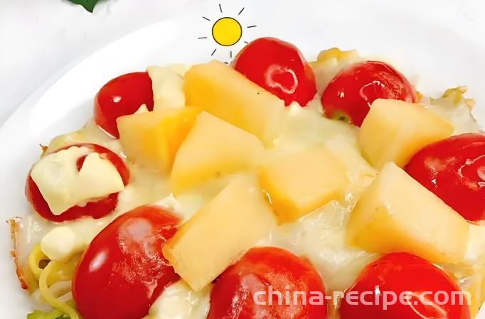 The recipe for the colorful fruit pizza