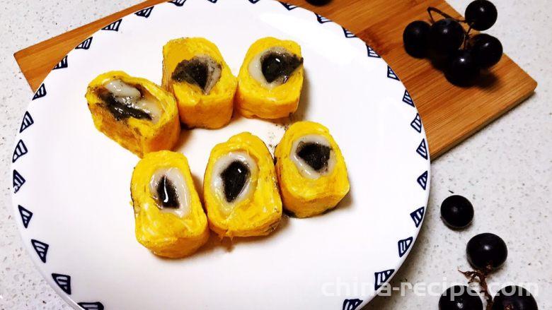 How to cook thick eggs with black sesame rice dumpling