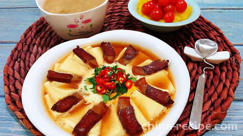 Recipe for Steamed Tofu and Egg with Bacon