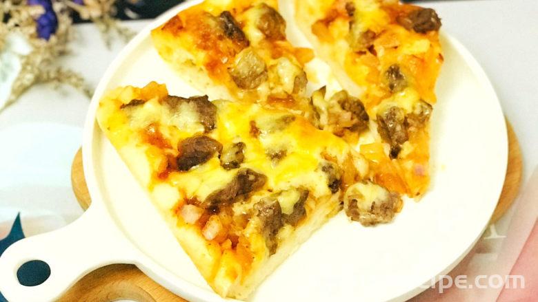The recipe for black pepper beef pizza