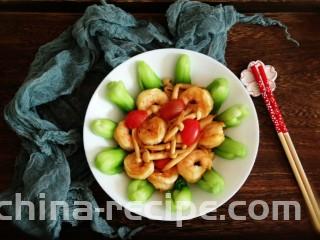 油菜炒虾仁,清爽 鲜美的味道